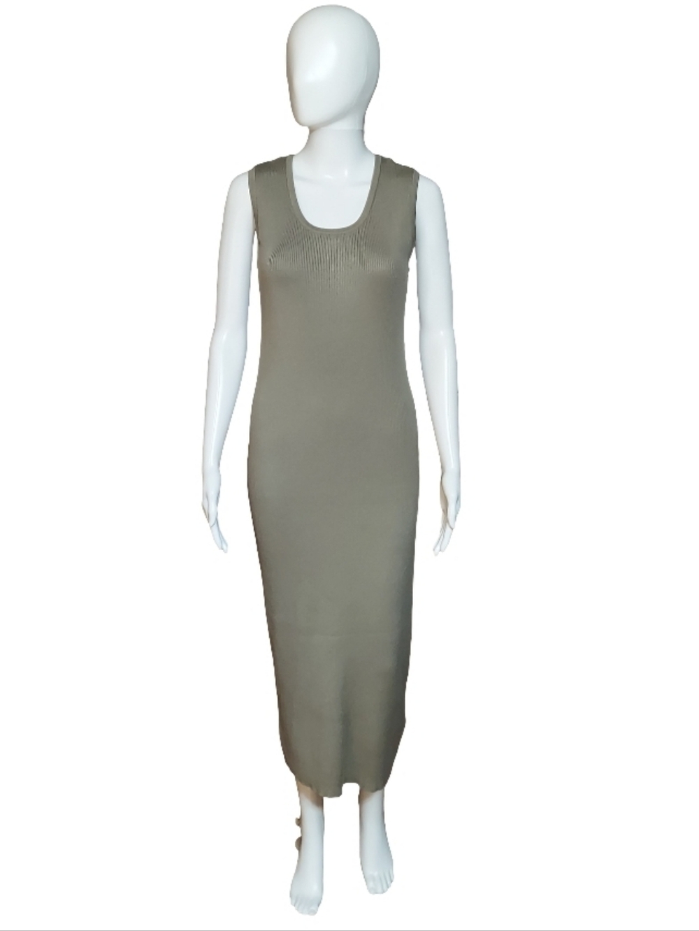 Magaschoni Ribbed Knit Sleeveless Bodycon Midi Dress